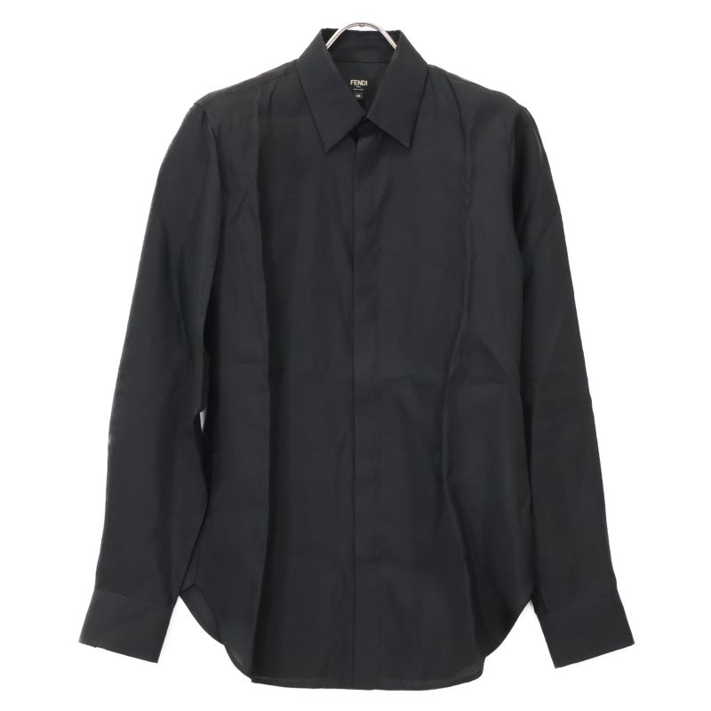 Fendi 22 Fs0585 AKEG Black Zucca Stripe Shirt 38