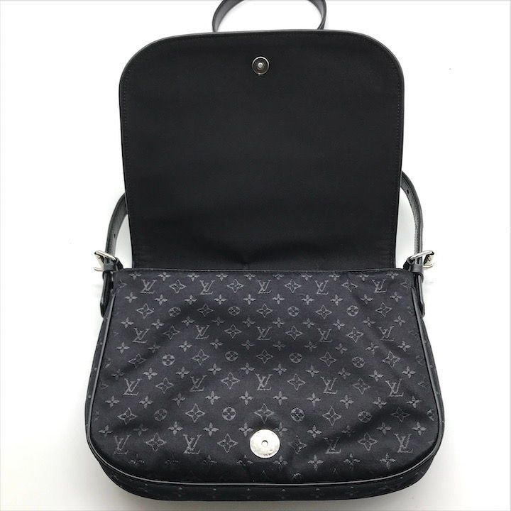 Louis Vuitton Monogram Comte Douffe Satin Shoulder Bag Black Purse
