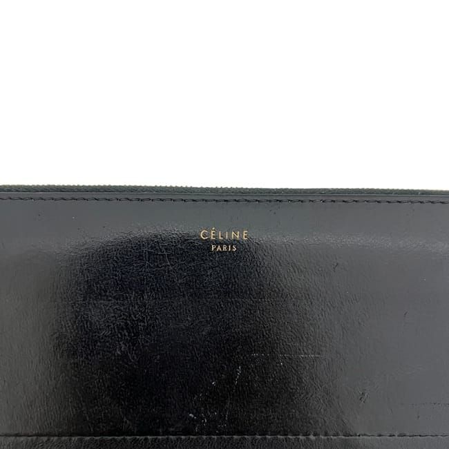 Celine Round Zipper Long Wallet Black Wallet Leather Preowned