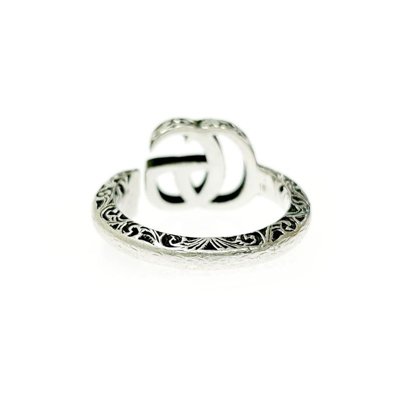 Gucci Silver Arabesque GG Engraved Edge Key Ring 5.6g 925 Engraved 394052 Ring