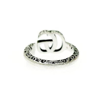 Gucci Silver Arabesque GG Engraved Edge Key Ring 5.6g 925 Engraved 394052 Ring