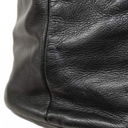 Chanel Shoulder Bag Leather Black Gold Hardware Women