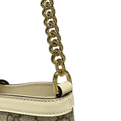 Gucci Shoulder Bag Padlockgg Supreme 811705 Beige And White Chain Shoulder