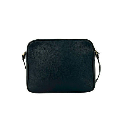 Gucci Vintage GG Logo Gold Leather Shoulder Bag Pochette Navy — view 3