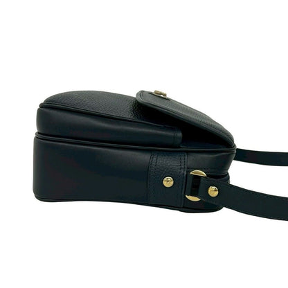 Gucci Vintage GG Logo Gold Leather Shoulder Bag Pochette Navy — view 6