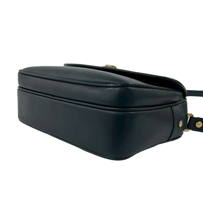 Gucci Vintage GG Logo Gold Leather Shoulder Bag Pochette Navy — view 8