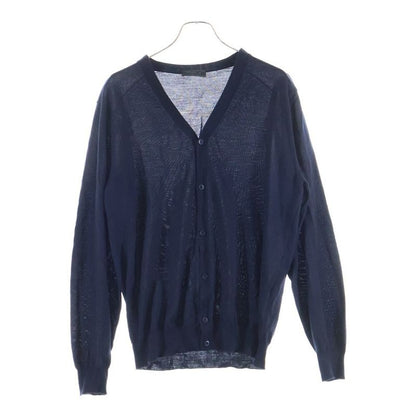 Prada 23 AW Wool Knit Long Sleeve Cardigan Navy Dna959