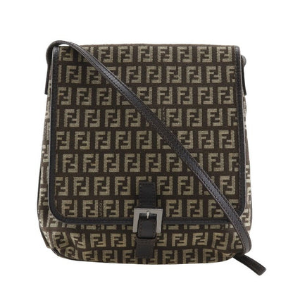 Fendi Zucchino Nylon Canvas Brown Women's Shoulder Bag