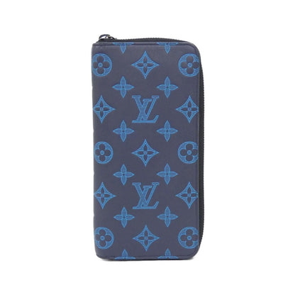 Louis Vuitton Monogram Shadow Zippy Wallet Vertical Navy River Blue Black