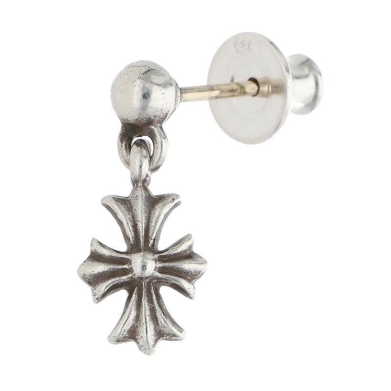 Chrome Hearts Tny CH Pls 1 Tiny Ech Plus Drop Silver Earrings