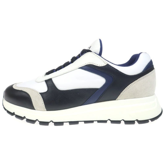 Prada Low Cut Sneakers White Navy Leather Shoes