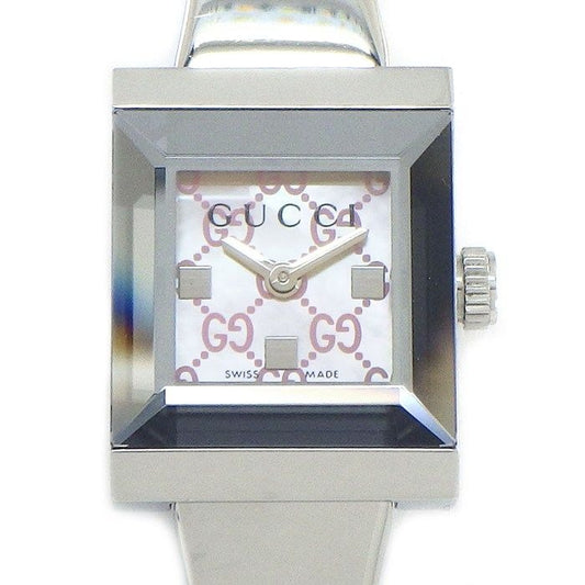 Gucci Watch Frame 128.5 Square GG Pattern Pink Shell Dial SS Quartz Movement