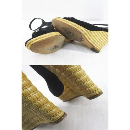 Gucci Sandals Wedge Sole Horsebit Ankle Strap 37.5 Black Suede — view 9