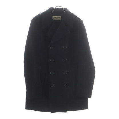 Saint Laurent Paris Melton Pea Coat Navy