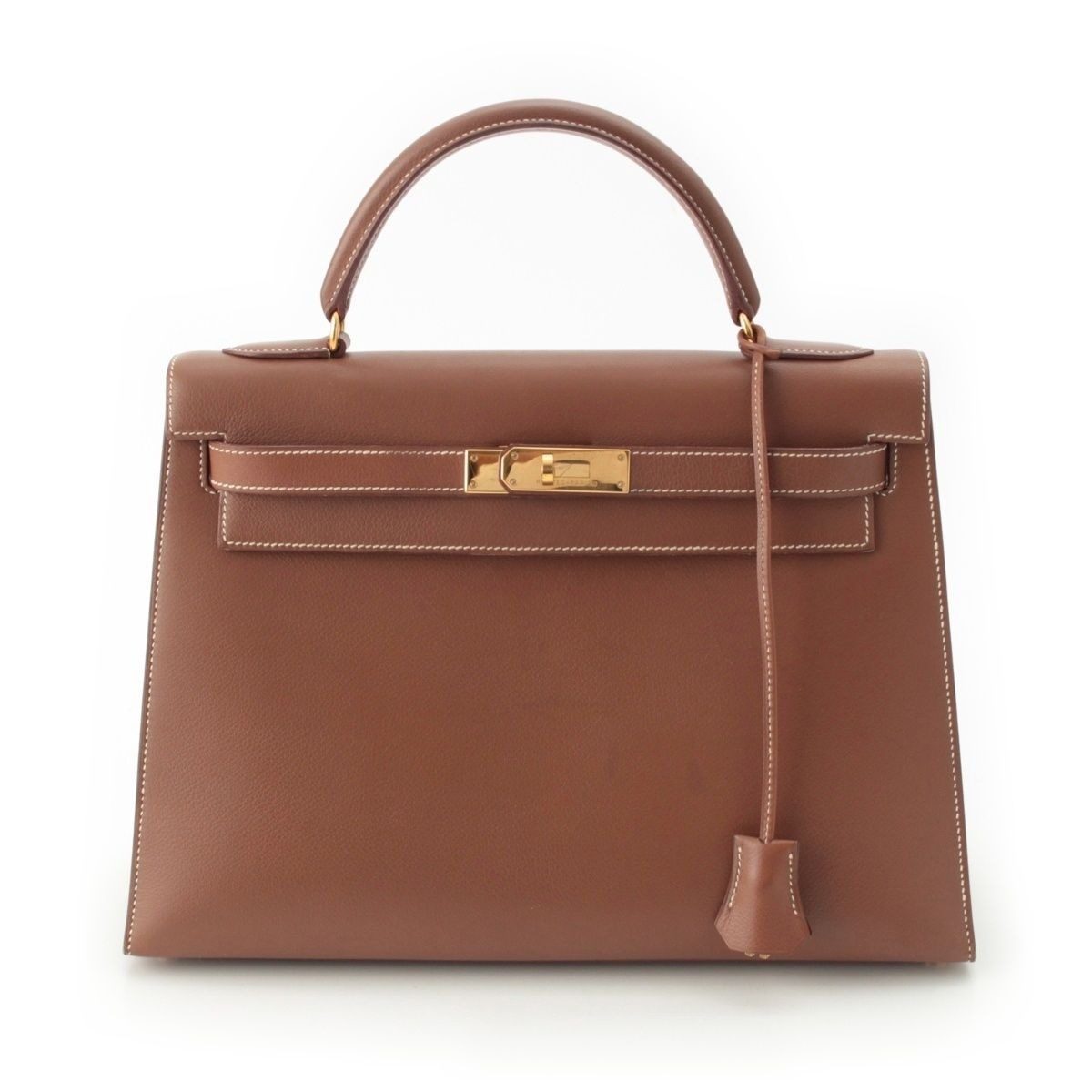 Hermes 94 Vo Galiba Kelly 32 2-Way Shoulder Handbag Brown Camel