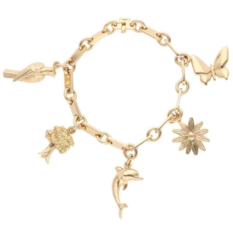 Hermes 18K Yellow Gold Plate Chain Bracelet with Charm