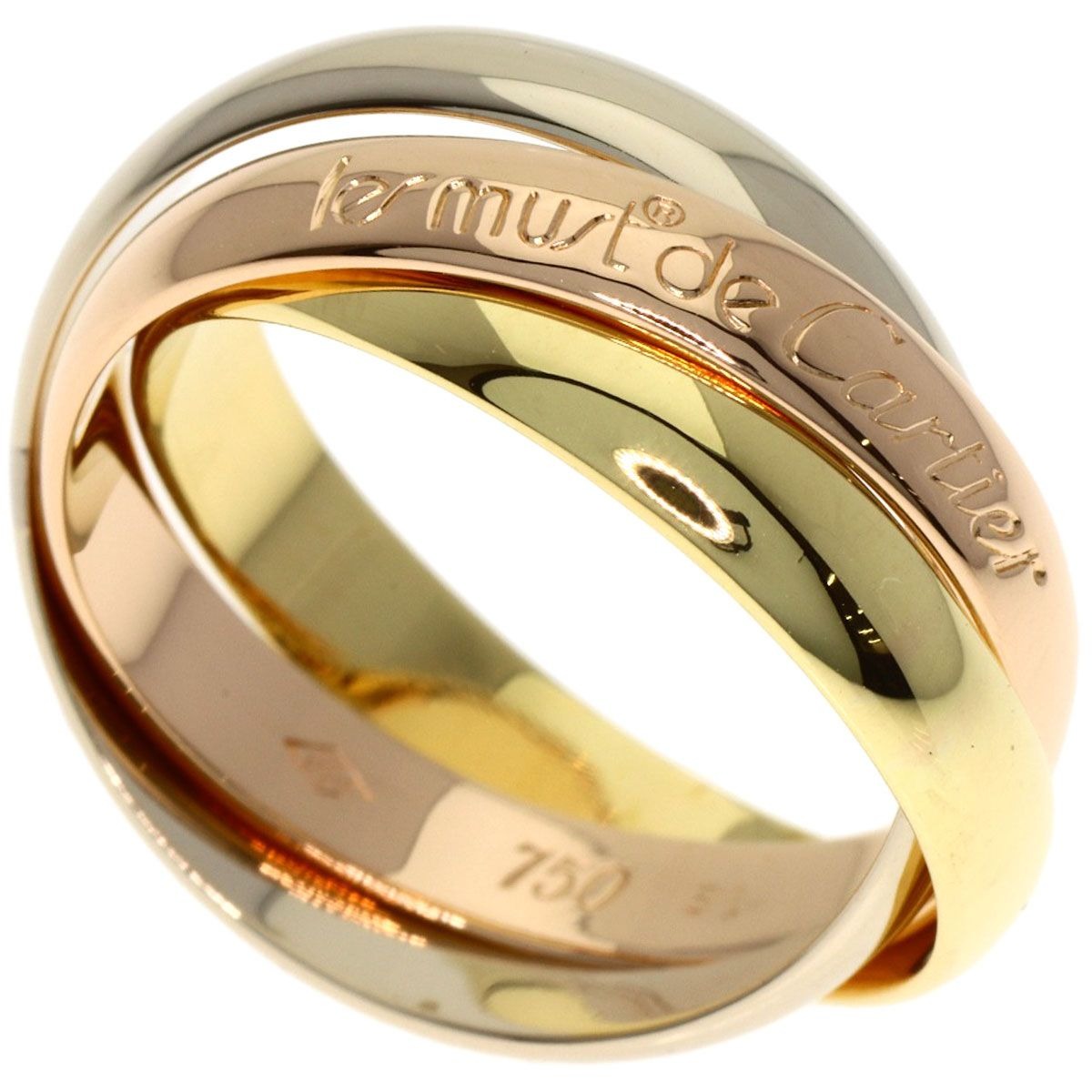 Cartier Trinity Ring 18K Yellow Gold White Pink