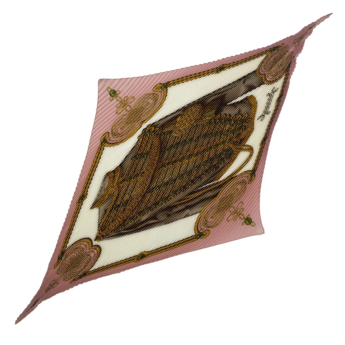 Hermes Scarf Pleats Silk Brandebourgs Brandenburg Ornament Pink — view 2
