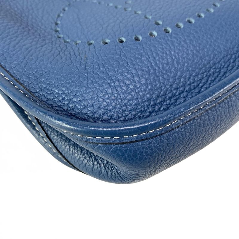 Hermes Shoulder Bag Evelyn TPM Blue Silver Hardware
