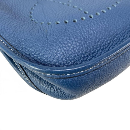 Hermes Shoulder Bag Evelyn TPM Blue Silver Hardware