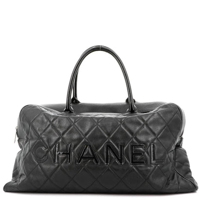 CHANEL CC Caviar XL Travel Bag Bowler Bag Tote Weekender Boston Duffle