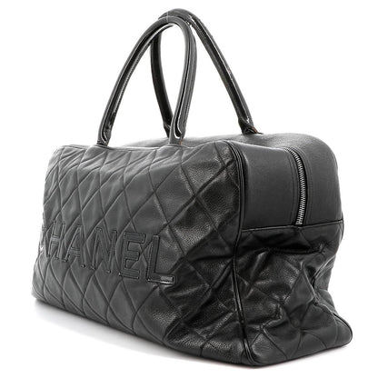 CHANEL CC Caviar XL Travel Bag Bowler Bag Tote Weekender Boston Duffle