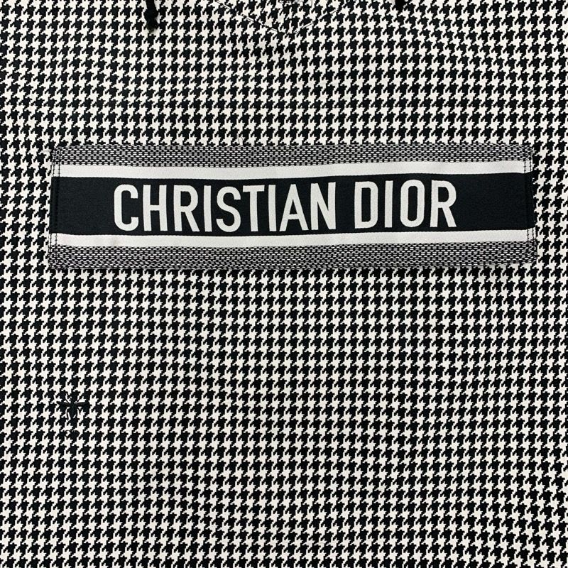 Christian Dior Anorak Top Hoodie Logo Half Zip Houndstooth Long Sleeve