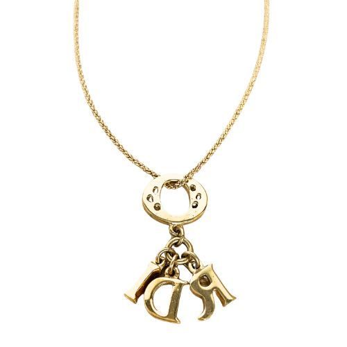 Christian DIOR Necklace DIOR Logo Metal Gold