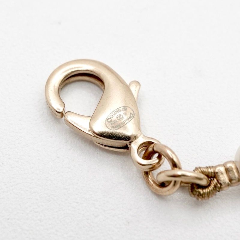 Chanel Necklace Pendant Choker Gold Coco Mark Ribbon Chain Lambskin