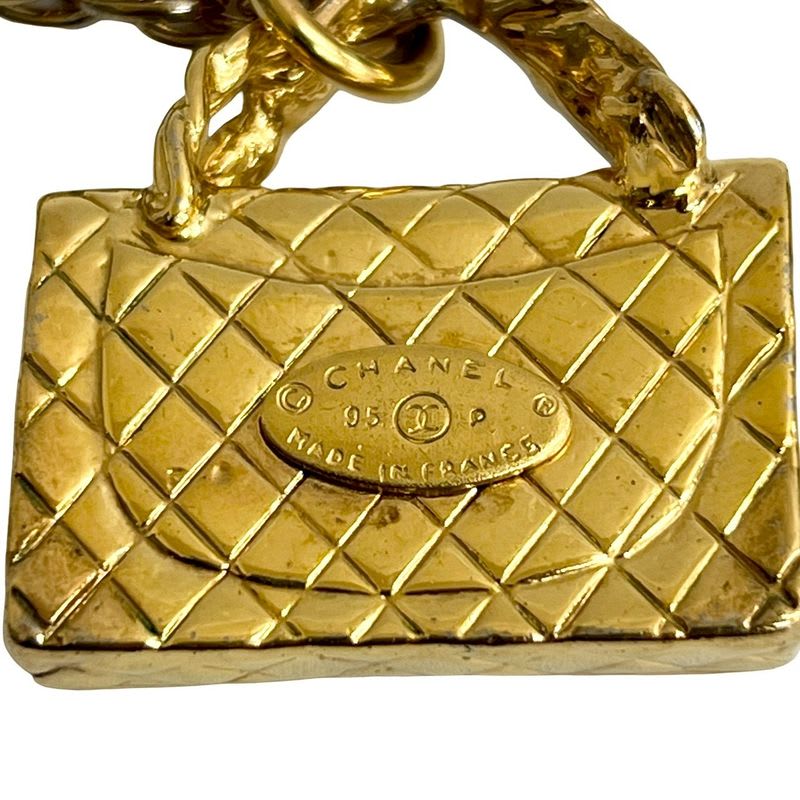 Chanel Chanel Quilted Bag Motif GP Chain Necklace Pendant Accessory 95P
