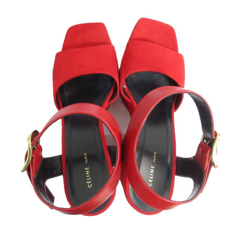 Celine Phoebe Period Ankle Strap Suede Chunky Heel Sandals Size 36 Approx 23cm