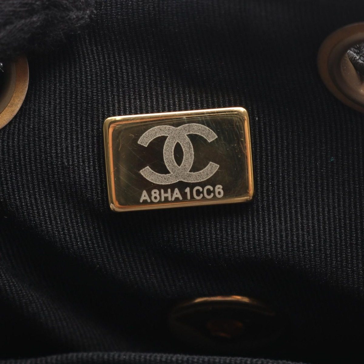 Chanel Backpack CC Logo Black Gray Wool Quilted Chain — view 5