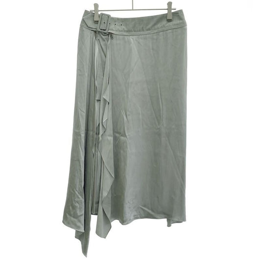 Fendi 22 SS Belted Rayon Ruffle Skirt Fq7449 Anq9 Gray 38