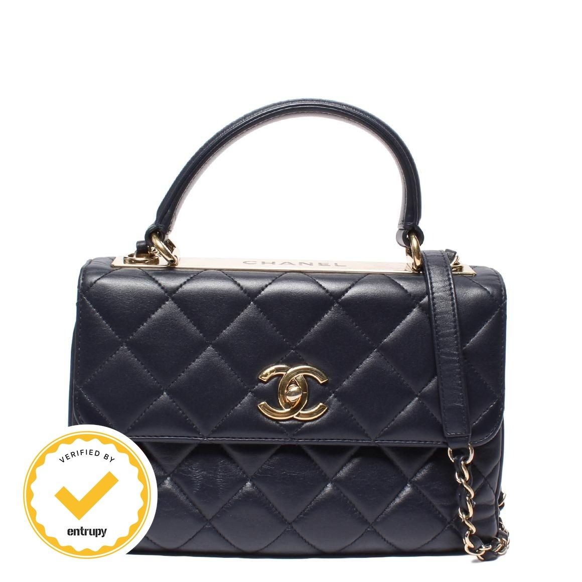 Chanel 2-Way Chain Shoulder Bag Gold Lambskin Quilted