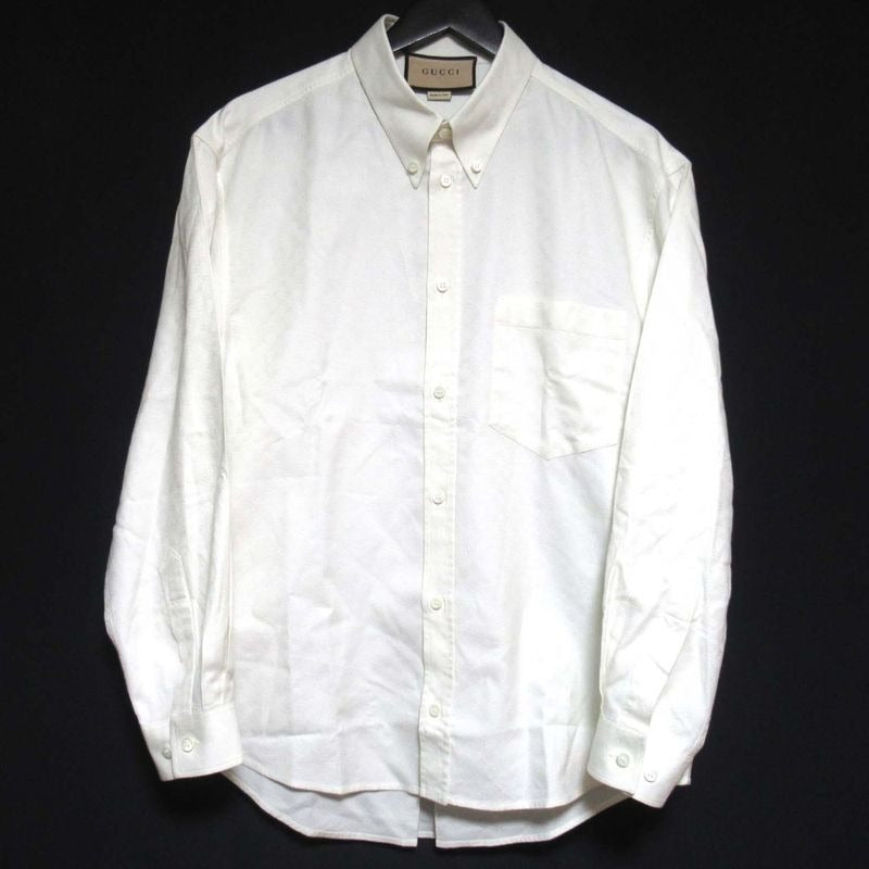 Gucci GG Logo Embroidery BD Long Sleeve Oxford Shirt Size 46 170 24SS