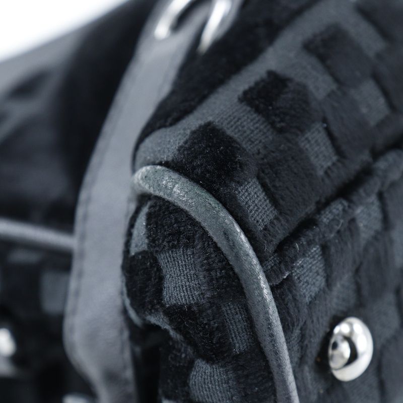 Chanel Chain Shoulder Coco Mark Clasp 2WAY A33096 Velour Black Ladies Shoulder