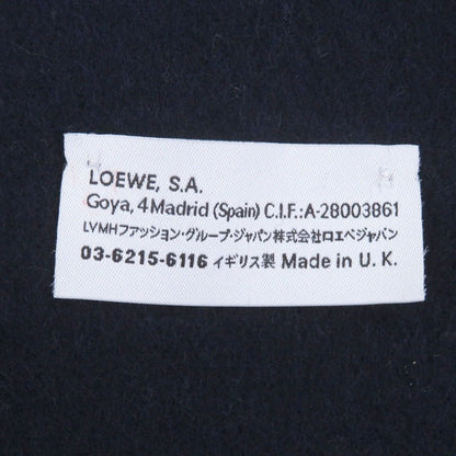 Loewe Wool Cashmere Anagram Logo Embroidery Fringe Scarf Shawl Navy Green — view 7