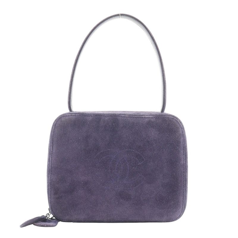 Chanel One Handle Coco Mark Suede Purple Women's Handbag