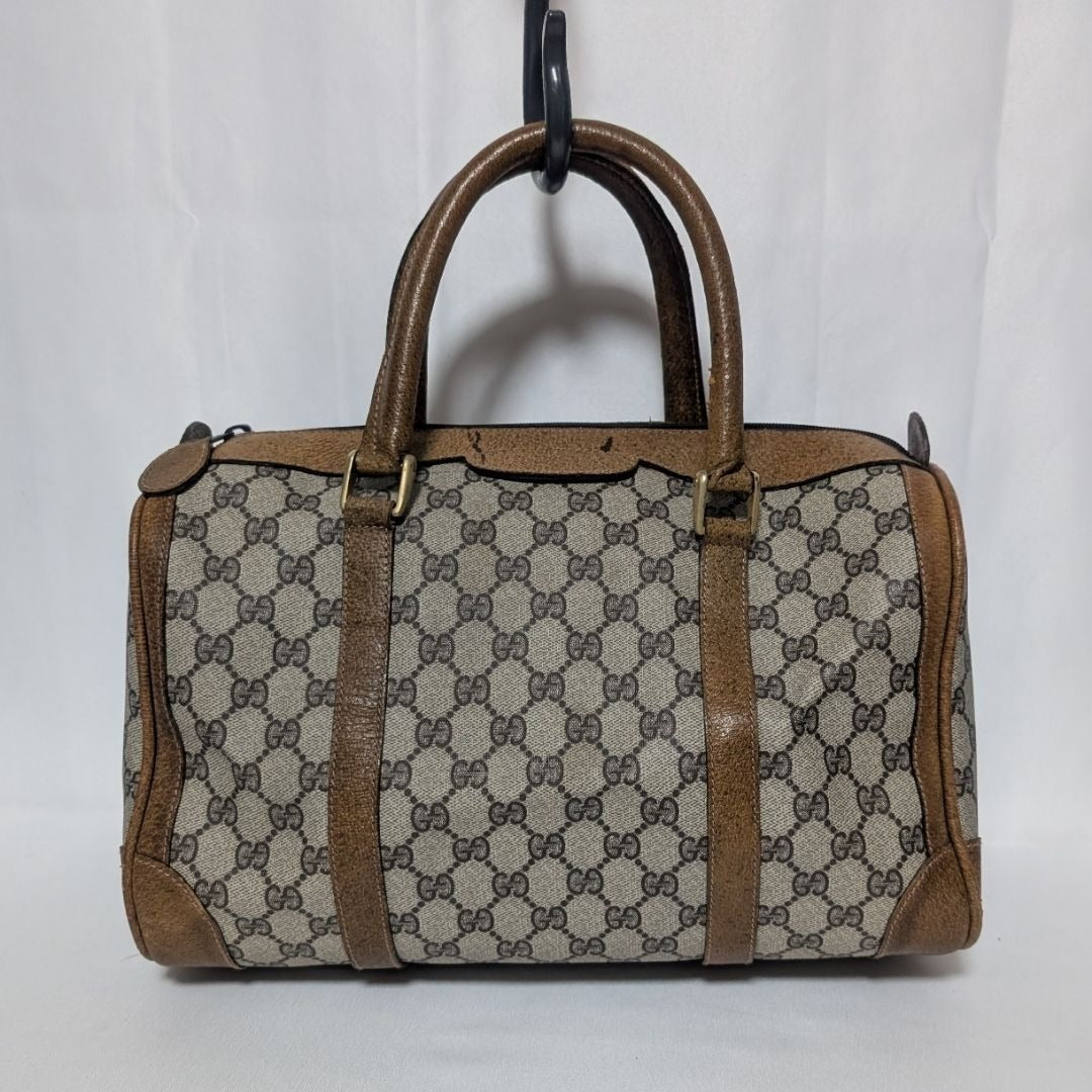 Gucci Vintage GG Supreme Leather Brown Mini Boston Bag