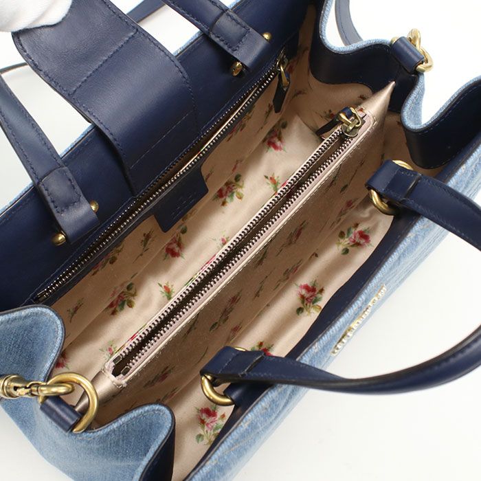 Gucci 2WAY GG Marmont 448054 Tote Bag Denim Leather Women