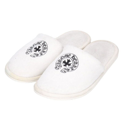 Chrome Hearts Horse Shoe Embroidery Hotel Sandals White Black