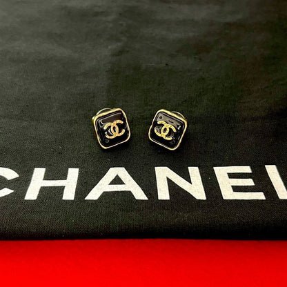 Chanel Coco Mark Motif Square GP Plated Earrings 23BK