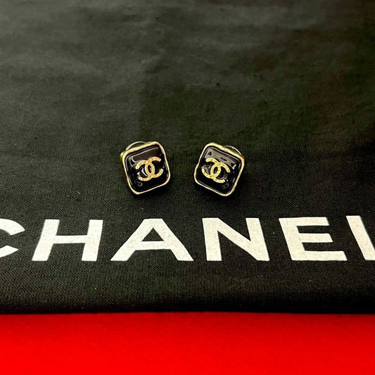 Chanel Coco Mark Motif Square GP Plated Earrings 23BK