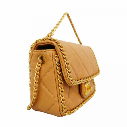 Chanel Handbag Matelasse Lambskin Beige Gold Hardware 2way Bag Ladies