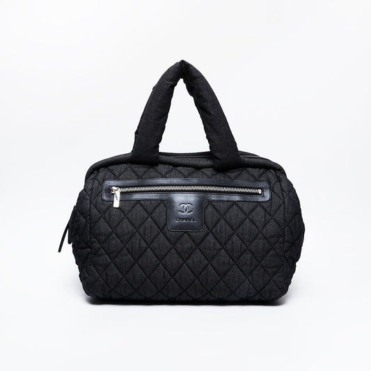 Chanel Boston Bag Denim Canvas Coco Cocoon