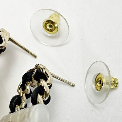 Chanel Earrings B23c Gold X White Bag Motif Coco Mark Matelasse Women's