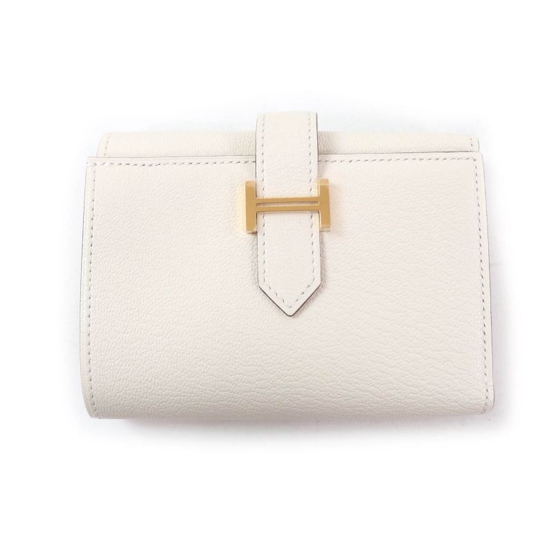 Hermes Bearn Combine Nata Gold Hardware H Logo Hardware Compact Wallet Chevre