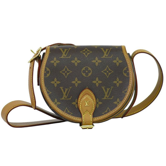 Authentic Louis Vuitton LV Tambourin Monogram Shoulder Bag Pochette Brown
