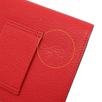 Hermes Bifold Wallet Lauris Luli Slim Chevre Rouge Coup Silver Hardware Red