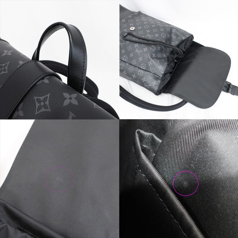 Louis Vuitton Saumur Backpack Rucksack M45913 Black Monogram Eclipse